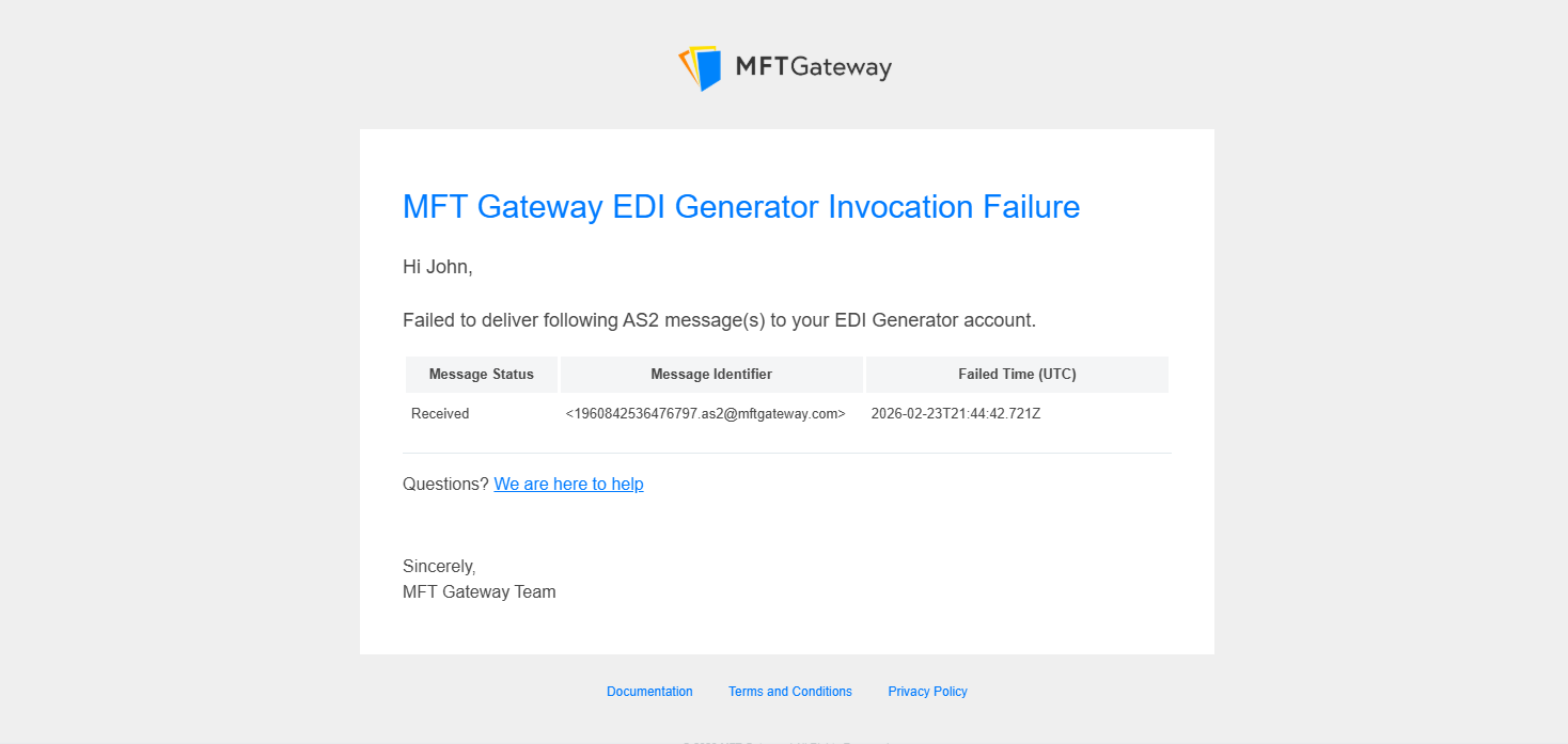 MFTG EDIG Invocation Failure Notification