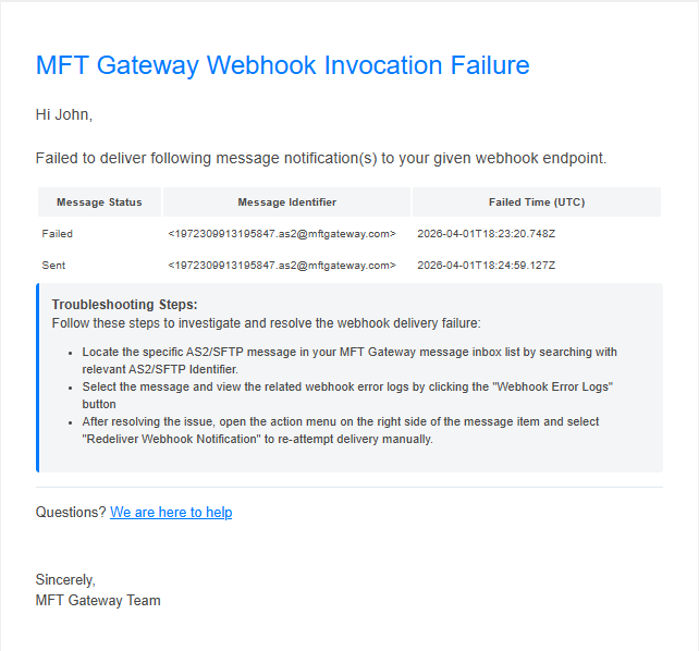 Webhook Failure Notification