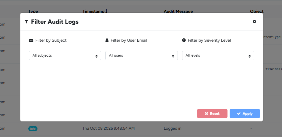 Filter Audit Logs