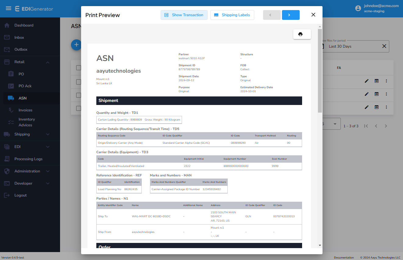 ASN print view