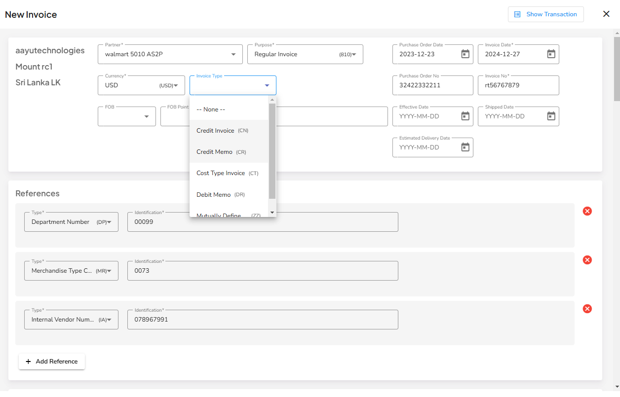 Invoice generation